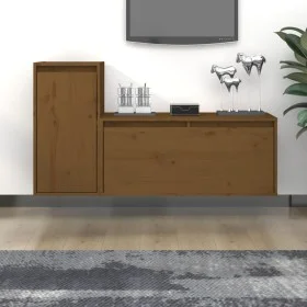 Muebles para TV 2 piezas madera maciza de pino marrón miel de vidaXL, Muebles TV - Ref: Foro24-3100112, Precio: 88,96 €, Desc...