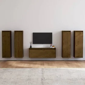 Muebles para TV 5 piezas madera maciza de pino marrón miel de vidaXL, Muebles TV - Ref: Foro24-3100212, Precio: 257,85 €, Des...
