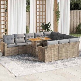 Set de sofás de jardín 11pzas con cojines ratán sintético beige en Conjuntos de jardín | Comprar online en Foru.es
