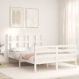 Estructura de cama con cabecero madera maciza blanco 140x190 cm de vidaXL, Camas y somieres - Ref: Foro24-3194097, Precio: 13...