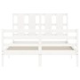 Estructura de cama con cabecero madera maciza blanco 140x190 cm de vidaXL, Camas y somieres - Ref: Foro24-3194097, Precio: 13...