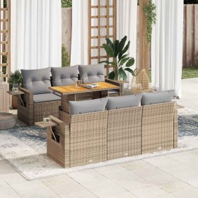 Set sofás de jardín 7 piezas y cojines ratán sintético beige en Conjuntos de jardín | Comprar online en Foru.es