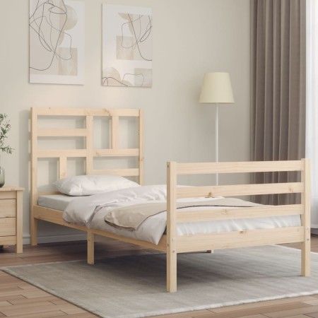 Estructura de cama con cabecero madera maciza 100x200 cm de vidaXL, Camas y somieres - Ref: Foro24-3194886, Precio: 107,87 €,...