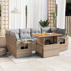 Set sofás de jardín 7 piezas y cojines ratán sintético beige en Conjuntos de jardín | Comprar online en Foru.es
