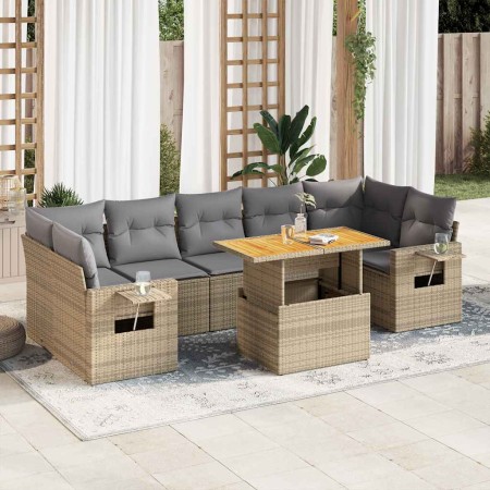 Set de sofás de jardín y cojines 8 piezas ratán sintético beige en Conjuntos de jardín | Comprar online en Foru.es