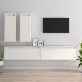 Muebles para TV 4 piezas madera maciza de pino blanco de vidaXL, Muebles TV - Ref: Foro24-3100180, Precio: 197,96 €, Descuent...