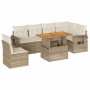 Set sofás de jardín 7 piezas y cojines ratán sintético beige en Conjuntos de jardín | Comprar online en Foru.es
