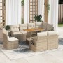 Set de sofás de jardín con cojines 9 pzas ratán sintético beige en Conjuntos de jardín | Comprar online en Foru.es