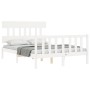 Estructura de cama con cabecero madera maciza blanco 140x200 cm de vidaXL, Camas y somieres - Ref: Foro24-3193337, Precio: 13...