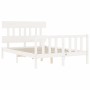 Estructura de cama con cabecero madera maciza blanco 140x200 cm de vidaXL, Camas y somieres - Ref: Foro24-3193337, Precio: 13...