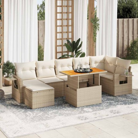 Set de sofás de jardín y cojines 8 piezas ratán sintético beige en Conjuntos de jardín | Comprar online en Foru.es