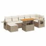 Set de sofás de jardín y cojines 8 piezas ratán sintético beige en Conjuntos de jardín | Comprar online en Foru.es