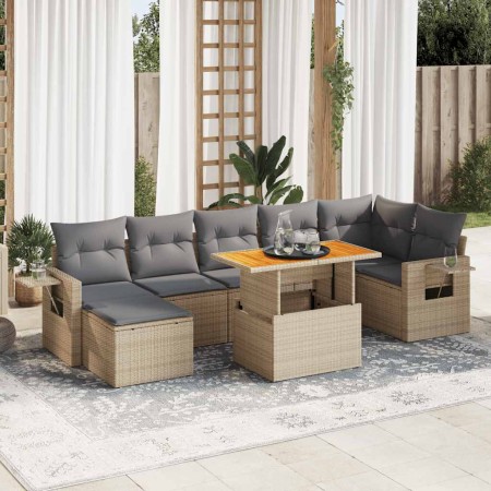 Set de sofás de jardín y cojines 8 piezas ratán sintético beige en Conjuntos de jardín | Comprar online en Foru.es