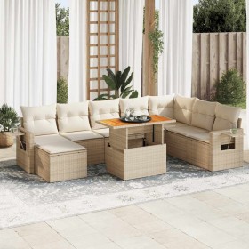 Set de sofás de jardín con cojines 9 pzas ratán sintético beige en Conjuntos de jardín | Comprar online en Foru.es