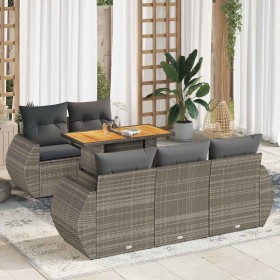Set de muebles de jardín 6 pzas y cojines ratán sintético gris en Conjuntos de jardín | Comprar online en Foru.es