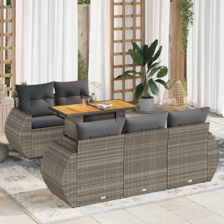Set de muebles de jardín 6 pzas y cojines ratán sintético gris en Conjuntos de jardín | Comprar online en Foru.es
