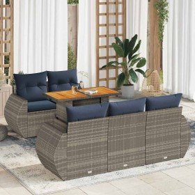 Set de muebles de jardín 6 pzas y cojines ratán sintético gris en Conjuntos de jardín | Comprar online en Foru.es