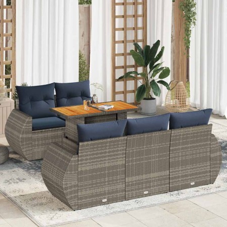 Set de muebles de jardín 6 pzas y cojines ratán sintético gris en Conjuntos de jardín | Comprar online en Foru.es