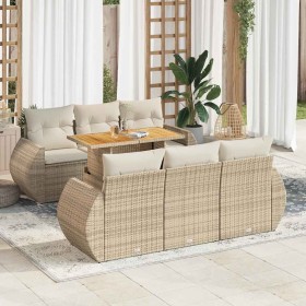 Set sofás de jardín 7 piezas y cojines ratán sintético beige en Conjuntos de jardín | Comprar online en Foru.es