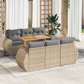 Set sofás de jardín 7 piezas y cojines ratán sintético beige en Conjuntos de jardín | Comprar online en Foru.es