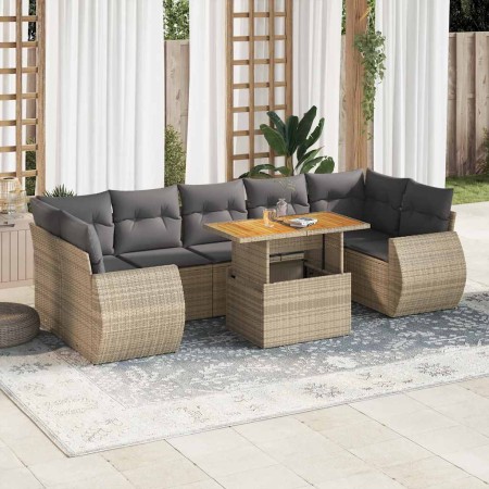 Set de sofás de jardín y cojines 8 piezas ratán sintético beige en Conjuntos de jardín | Comprar online en Foru.es