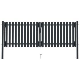 Cancela doble de valla de acero gris antracita 306x175 cm de vidaXL, Puertas de jardín - Ref: Foro24-146352, Precio: 451,81 €...