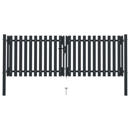Cancela doble de valla de acero gris antracita 306x175 cm de vidaXL, Puertas de jardín - Ref: Foro24-146352, Precio: 451,81 €...