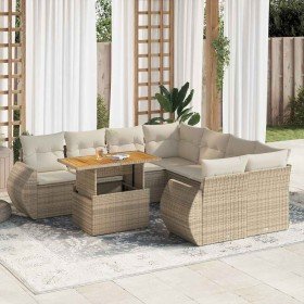 Set de sofás de jardín con cojines 9 pzas ratán sintético beige en Conjuntos de jardín | Comprar online en Foru.es