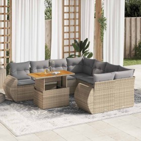Set de sofás de jardín con cojines 9 pzas ratán sintético beige en Conjuntos de jardín | Comprar online en Foru.es