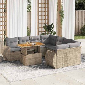 Set de sofás de jardín con cojines 9 pzas ratán sintético beige en Conjuntos de jardín | Comprar online en Foru.es