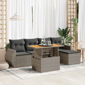 Set de muebles de jardín 6 pzas y cojines ratán sintético gris en Conjuntos de jardín | Comprar online en Foru.es