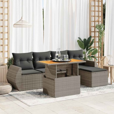 Set de muebles de jardín 6 pzas y cojines ratán sintético gris en Conjuntos de jardín | Comprar online en Foru.es