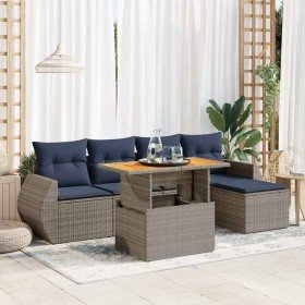Set de muebles de jardín 6 pzas y cojines ratán sintético gris en Conjuntos de jardín | Comprar online en Foru.es