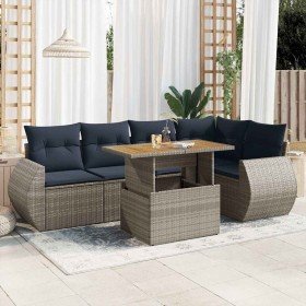 Set de muebles de jardín 6 pzas y cojines ratán sintético gris en Conjuntos de jardín | Comprar online en Foru.es