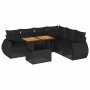 Set de sofás de jardín 7 pzas con cojines ratán sintético negro en Conjuntos de jardín | Comprar online en Foru.es
