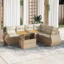 Set sofás de jardín 7 piezas y cojines ratán sintético beige en Conjuntos de jardín | Comprar online en Foru.es