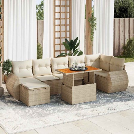 Set de sofás de jardín y cojines 8 piezas ratán sintético beige en Conjuntos de jardín | Comprar online en Foru.es