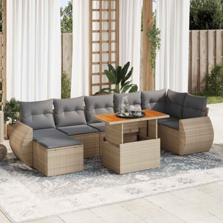 Set de sofás de jardín y cojines 8 piezas ratán sintético beige en Conjuntos de jardín | Comprar online en Foru.es