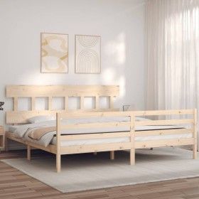 Estructura de cama con cabecero madera maciza 200x200 cm de vidaXL, Camas y somieres - Ref: Foro24-3195176, Precio: 142,97 €,...