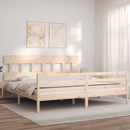 Estructura de cama con cabecero madera maciza 200x200 cm de vidaXL, Camas y somieres - Ref: Foro24-3195176, Precio: 142,97 €,...