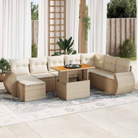 Set de sofás de jardín con cojines 9 pzas ratán sintético beige en Conjuntos de jardín | Comprar online en Foru.es
