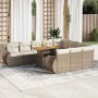 Set de sofás de jardín 11pzas con cojines ratán sintético beige en Conjuntos de jardín | Comprar online en Foru.es