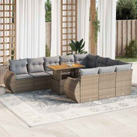 Set de sofás de jardín 11pzas con cojines ratán sintético beige en Conjuntos de jardín | Comprar online en Foru.es