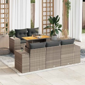 Set de muebles de jardín 6 pzas y cojines ratán sintético gris en Conjuntos de jardín | Comprar online en Foru.es