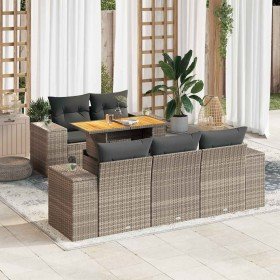 Set de muebles de jardín 6 pzas y cojines ratán sintético gris en Conjuntos de jardín | Comprar online en Foru.es