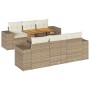 Set sofás de jardín 7 piezas y cojines ratán sintético beige en Conjuntos de jardín | Comprar online en Foru.es