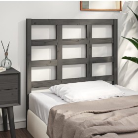 Cabecero de cama madera maciza de pino gris 95,5x4x100 cm de vidaXL, Cabeceros y pies de cama - Ref: Foro24-817872, Precio: 2...