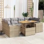Set sofás de jardín 7 piezas y cojines ratán sintético beige en Conjuntos de jardín | Comprar online en Foru.es