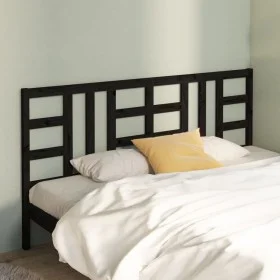 Solid black pine wood bed headboard 206x4x100 cm by vidaXL, Headboards and footboards - Ref: Foro24-817864, Price: 36,91 €, D...