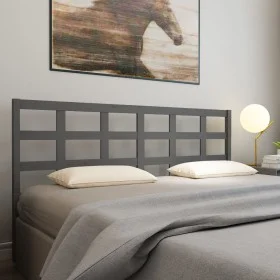 Solid gray pine wood bed headboard 205.5x4x100 cm by vidaXL, Headboards and footboards - Ref: Foro24-817912, Price: 35,54 €, ...